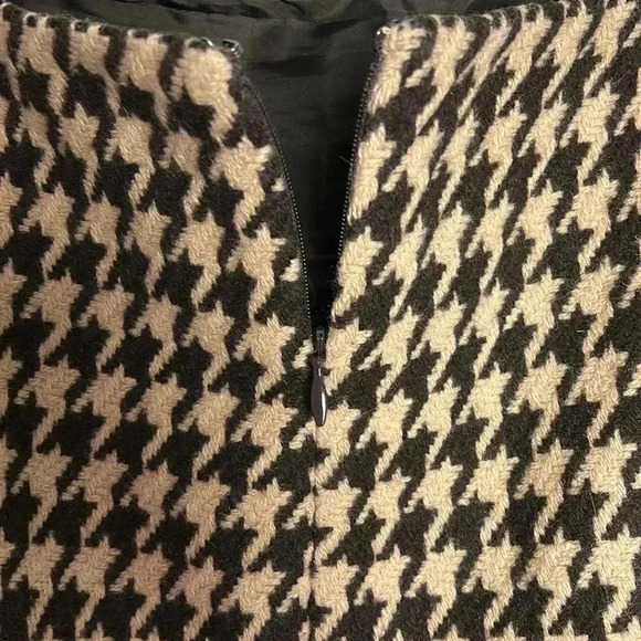 Talbots Brown Tan Houndstooth Skirt Size 14 Plus Career Work Business Office - Picture 4 of 11